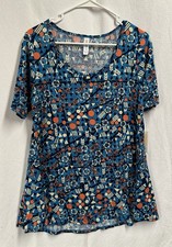 LuLaRoe Perfect T Size Medium NWT Blue Floral Print picture