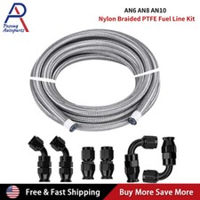 6/8/10AN Stainless steel Braided PTFE Fuel Line 10/20ft 6PCS Fittings Hose Kit picture