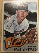 Dave Vineyard 1965 Topps Signed autographed card Baltimore Orioles picture
