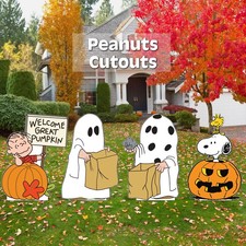 Peanuts halloween cutouts | snoopy, linus, woodstock yard signs | great pumpkin picture