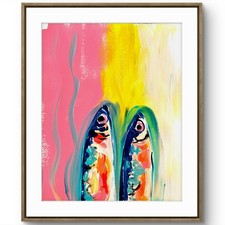TITA PAINTZ Fish Sardines Original Art Minimalist Painting 9x12 picture