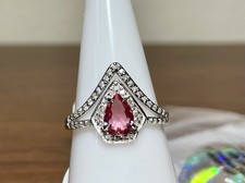 Bomb Party Ring YOU REVEALED DIAMONDS  Pink Topaz Genuine Diamonds 💎 Size 6 picture