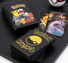55Pcs Pokemon Foil Cards Black Pack TCG Charizard GX Vmax Trading Cards picture