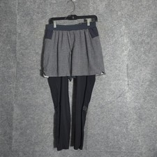 Lululemon 2-in-1 Shorts Leggings Womens Medium Grey Black Activewear Compression picture