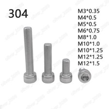 Fine Thread 304 Stainless Steel Hex Socket Bolts Cap Head Screws M3/M4/M5/M6/M8 picture