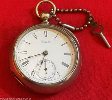 1890 A.W. CO. WALTHAM 18s OPEN FACE HINGED BACK AND BEZEL CASE RUNNING picture
