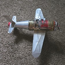 VTG Miller High Life Beer Can Bi-plane Model Folk Art Man Cave Whirliging picture