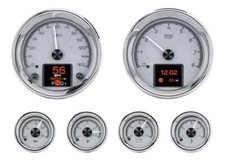 Dakota Digital 6-Piece Round HDX Silver Analog Universal Gauge Kit HDX-2024-S picture