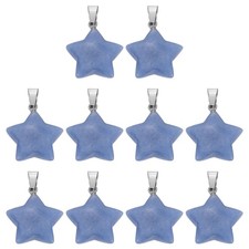 10Pcs, Star Stone Pendants 20mm Natural Crystal Star Charm Light Blue picture