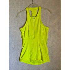 Lululemon Neon Yellow Cycling Tank Top Half Zip Racerback Back Pockets Size 6 picture