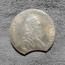1781-IZ SPB Russia Ruble Catherine II Imperial Coin Flan Clip C 67b picture