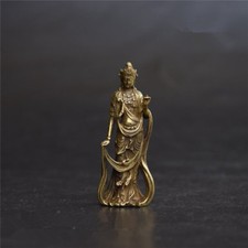 Chinese Asian antique Pure brass Guanyin bodhisattva Buddha small pendant picture