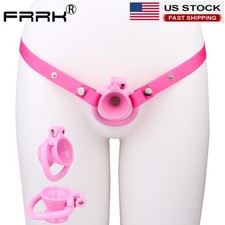 FRRK Resin Male Chastity Device Inverted Cage For Men Locking Belt with 4 Rings picture