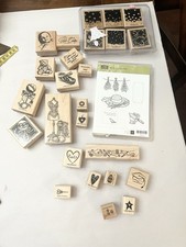 Vintage Stampin’ Up Wood Mounted Rubber Stamp Lot Retired 1990s 2000s Sets 30 picture