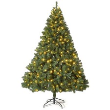 Wide Pre-Lit Christmas Tree Realistic Artificial Holiday Christmas Tree & Stand. picture