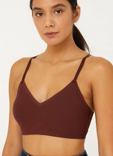 NWT Danskin Womens Seamless Brown Lace Racerback Bralette, Size Medium picture