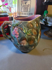 Etruscan Majolica Antique 1900-1919 Hand Painted Floral Pitcher Handles #110 picture