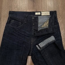 Men's AllSaints Raw Japanese Selvedge Denim Jeans Button Fly Mid Rise  picture