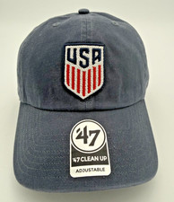 USA Soccer '47 Clean Up Hat USMNT Navy Adjustable Strapback Cap New picture