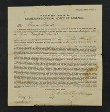 1909 antique SCHOOL DOC easton pa THEODORE SANDT Innkeeper daughter annie absent picture