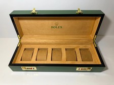 Rolex Green Wooden Watch Display Storage Case w/ Outer Presentation Box picture