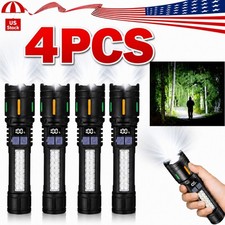 4PC 99000000 Lumens Super Bright LED Tactical Flashlight Rechargeable Work Light picture