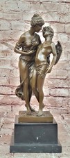 Bronze Mythological Couple Figurine Signed Ferville Romantic Sculpture Decor Art picture
