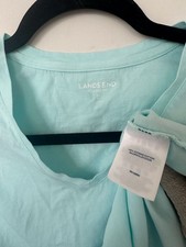100% Supima Cotton Lands' End Relaxed V-Neck T-Shirt Light Blue XS picture
