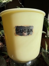Vintage McKee Custard Uranium Glass Canister W/ Sugar Sticker & Lid 🍭 picture
