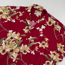 Vintage Paradise Found Hawaiian Shirt Mens XL Red Floral AOP Rayon Made In USA picture