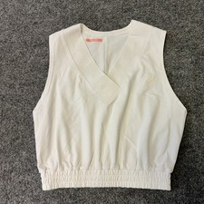 Lululemon Tank Top Womens Size 4 White V-Neck Elastic Hem Cropped Athletic Vest picture