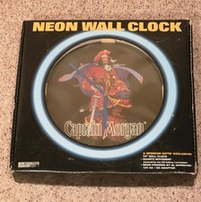 🏴‍☠️ Rare Vintage 1997 Captain Morgan Rum Neon Wall Clock w/Box Spencer Gifts picture