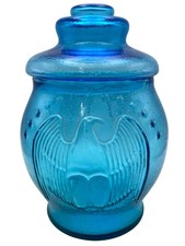 Vintage Kanawha Glass Blue Aqua Eagle Canister Hand Blown West Virginia RARE picture