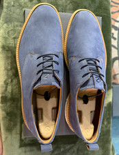 ECCO ST.1 Suede Blue Lace-Up Sneakers Men’s US 12 Round Toe Rubber Sole picture