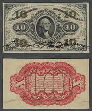 3rd Issue 10c HAND SIGNED/RED BACK PMG Choice UNC 64 Fractional Currency picture