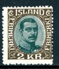 Iceland 1922 Definitive 2 Kronor  Brown & Green Scott #127 Mint N219 picture