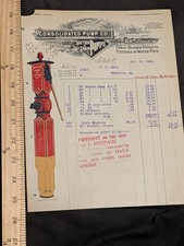 antique  1909 Consolidated Pump company Colored graphic billhead Toledo ohio picture