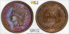 1881 1C PCGS MS65BN Rainbow Toned Indian Cent 65887035 picture