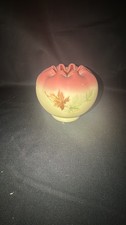 Fenton Autumn Leaves Burmese Uranium Glass Rose Bowl picture
