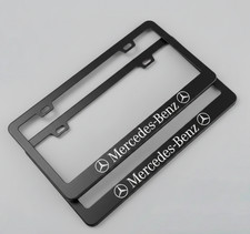2pc New Mercedes-Benz Black METAL Logo License Plate Frame Free Caps and Screws picture