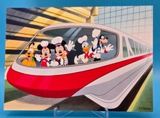 Disney Chef Mickey 5x7 Autograph Card Monorail Mickey Minnie Donald Goofy Pluto picture