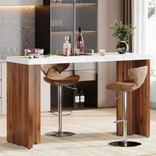 55.12-Inch Bar Table, Modern Counter Height Pub Table with Faux Marble Tabletop picture