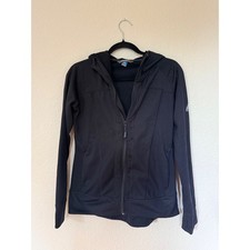 Eddie Bauer First Ascent full-zip grid fleece hoodie. Women's S. Black. picture