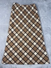 Vintage David N Wool Blend Brown Plaid Maxi Skirt Size 6 picture