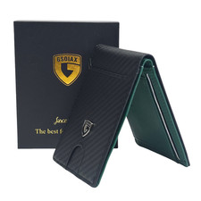 GSOIAX RFID Carbon Fiber Slim Wallet Black Green NIB picture