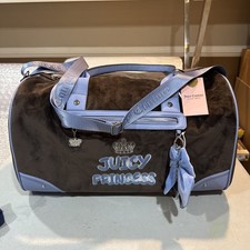 Juicy Couture Juicy Princess Duffle Bag Velour Navy Blue Pink Weekender NWT Y2K picture