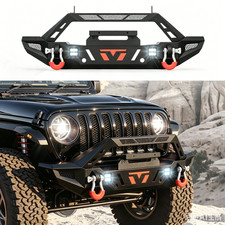 Steel Front Bumper w/ LED Winch Plate For 2020-2026 Jeep Gladiator JT picture