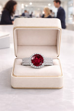 2.90 Ct Round Cut Natural Ruby & Diamond Propose Ring 14K White Gold Size 8 picture