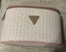 GUESS Junction Travel Cosmetic Bag Makeup Case Light Rose Logo Print picture