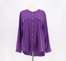 NWT CHICO'S Secret Silk Banded Utility Shirt in Poetic Purple Size 3/ XL picture